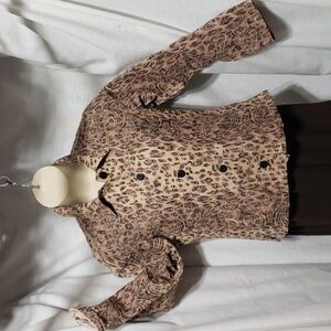 Rebecca Malone. Embroidered Animal Print Jacket; Button-Up; Pockets; Size M  EUC